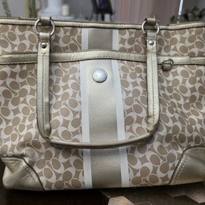 Elegant Cream and Tan Tote Bag